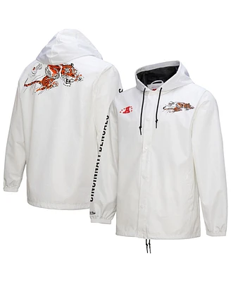 Mitchell & Ness Men's White Cincinnati Bengals Vintage Logo Coaches Full-Snap Hoodie Jacket
