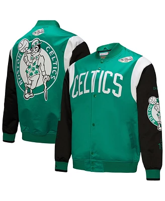 Mitchell & Ness Men's and Women's Kelly Green Boston Celtics Vintage Team Origins Satin Full-Snap Jacket