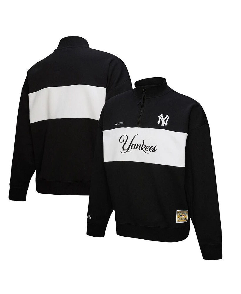 Mitchell & Ness Women's Black New York Yankees Quarter-Zip Pullover Top