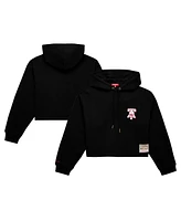 Mitchell & Ness Women's Black Philadelphia 76ers Hardwood Classics Cropped Pullover Hoodie
