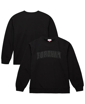 Mitchell & Ness Men's Black Fordham Rams Puff Print Fleece Pullover Sweatshirt