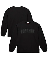 Mitchell & Ness Men's Black Fordham Rams Puff Print Fleece Pullover Sweatshirt