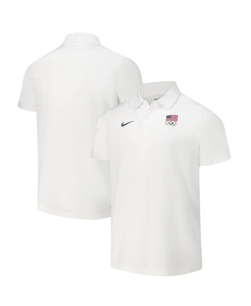 Nike Men's White Team Usa Woven Performance Polo Shirt