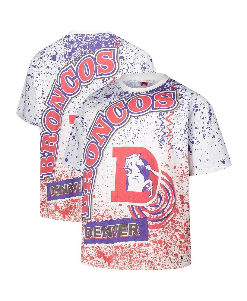 Mitchell & Ness Men's White Denver Broncos Big Tall Allover Print T-Shirt
