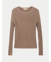 Gobi Cashmere Women's Rib-Knit Crew Neck Sweater