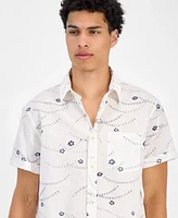 Sun + Stone Men's Damien Short Sleeve Abstract Print Button-Front Shirt, Exclusively at Macy's