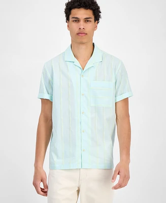 Sun + Stone Men's Adrian Short Sleeve Striped Button-Front Camp Shirt, Exclusively at Macy's