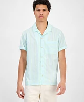 Sun + Stone Men's Adrian Short Sleeve Striped Button-Front Camp Shirt, Exclusively at Macy's