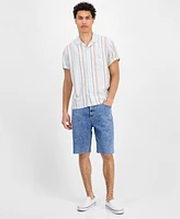 Sun + Stone Men's Cove Short Sleeve Striped Button-Front Camp Shirt, Exclusively at Macy's