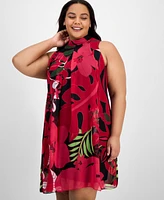 Robbie Bee Plus Bow-Back Printed Trapeze Dress