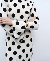 Mango Women's Flared Sleeves Polka Dot Dress