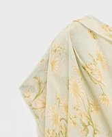 Mango Women's Semi-Transparent Draped Floral Dress