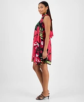 Robbie Bee Petite Printed Bow-Back Trapeze Dress