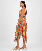 Robbie Bee Petite Cowl-Neck Sleeveless Handkerchief-Hem Dress