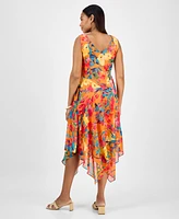 Robbie Bee Petite Cowl-Neck Sleeveless Handkerchief-Hem Dress
