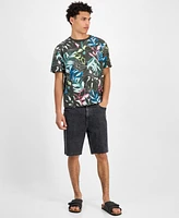 Sun + Stone Men's Domenica Short Sleeve Tropical Print Crewneck T-Shirt, Exclusive at Macy's