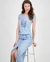 Guess Women's Short-Sleeve Bling Boots Tee