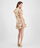 Guess Women's Flutter-Sleeve Brigada Ruffle Dress