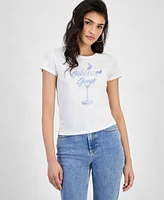 Guess Women's Cotton Boots Bling Baby Crewneck Tee