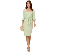 Adrianna Papell Women's Tie-Front Bell-Sleeve Sheath Dress