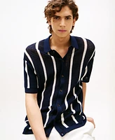 Tommy Hilfiger Men's Stripe Open-Knit Polo Shirt