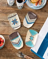 Certified International Wake At The Lake 3-d Oar 4-Pc. Canape Plates, Service For 4