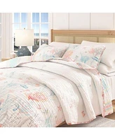 Linery Co. Fading Coral Stitched Quilt Set With Shams