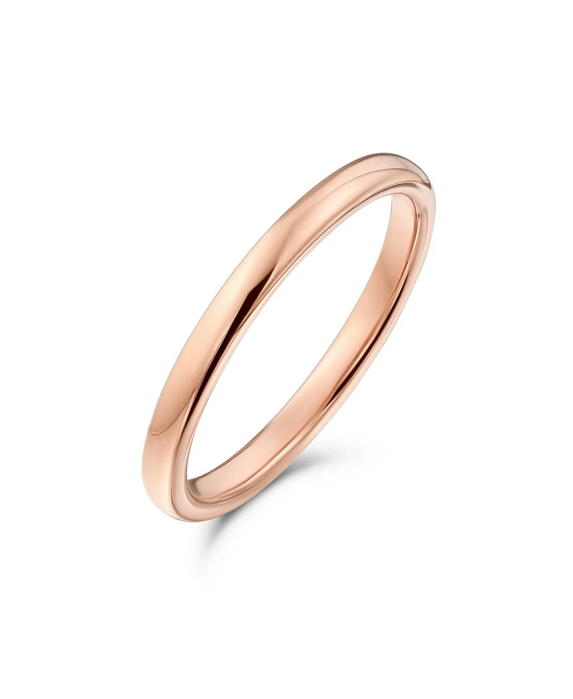 Bling Jewelry Thin Minimalist Dome Couples Titanium Band Rose Gold Plated Ring Comfort Fit