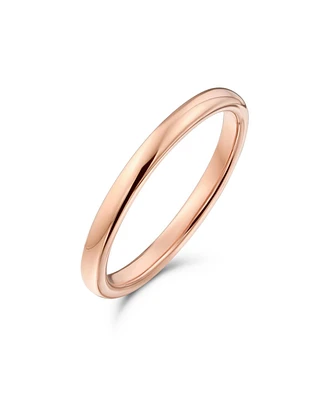 Bling Jewelry Thin Minimalist Dome Couples Titanium Band Rose Gold Plated Ring Comfort Fit
