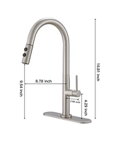 Single Handle Pull Down Sprayer Kitchen Faucet Brushed Nickel
