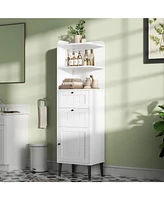 White Bathroom Storage Cabinet with 2 Drawers, 2 Shelves, and 1 Door