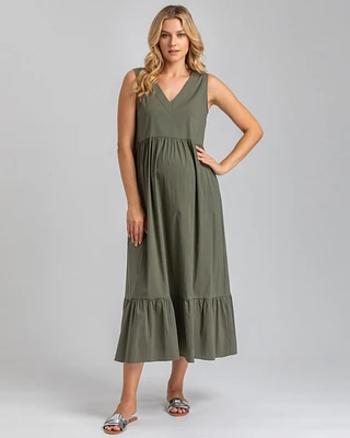 Pietro Brunelli Maternity V-Neck Poplin Waterlily Maxi Dress