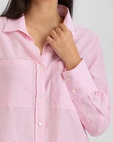 Pietro Brunelli Milano Women's Classic Fit Linen-Blend with Pockets Dafne Blouse