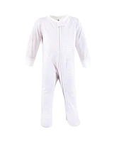 Hudson Baby Baby Girls Hudson Cotton Sleep and Play, Outline Floral Soft Pink