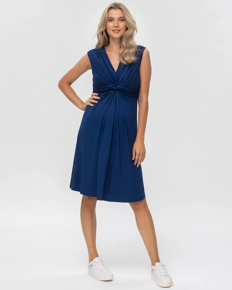 Pietro Brunelli Maternity Sleeveless Knot Detail V-Neck Nursing Papaver Dress