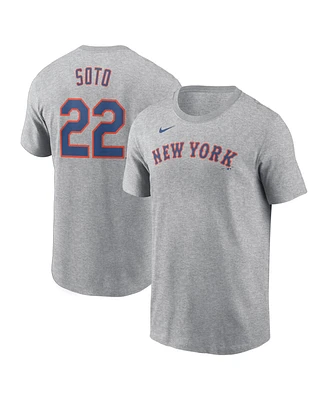Nike Men's Juan Soto Heather Gray New York Mets Fuse Name Number T-Shirt