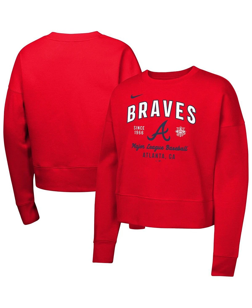 Nike Big Girls Red Atlanta Braves Fleece Sweatshirt