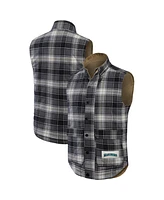 Darius Rucker Collection by Fanatics Men's Tan/Charcoal Seattle Mariners Reversible Canvas Plaid Patch Full-Zip Vest