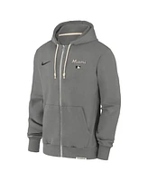 Nike Men's Charcoal Miami Marlins Authentic Collection Travel Performance Full-Zip Hoodie