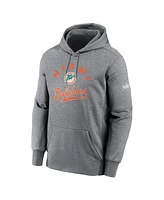 Nike Men's Heather Gray Miami Dolphins Performance Fleece Pullover Hoodie