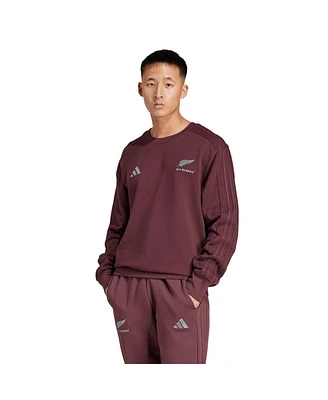 Adidas Men's Maroon New Zealand Rugby All Blacks Pullover Sweatshirt