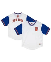 Mitchell & Ness Men's White New York Knicks Fashion Mesh V-Neck Top