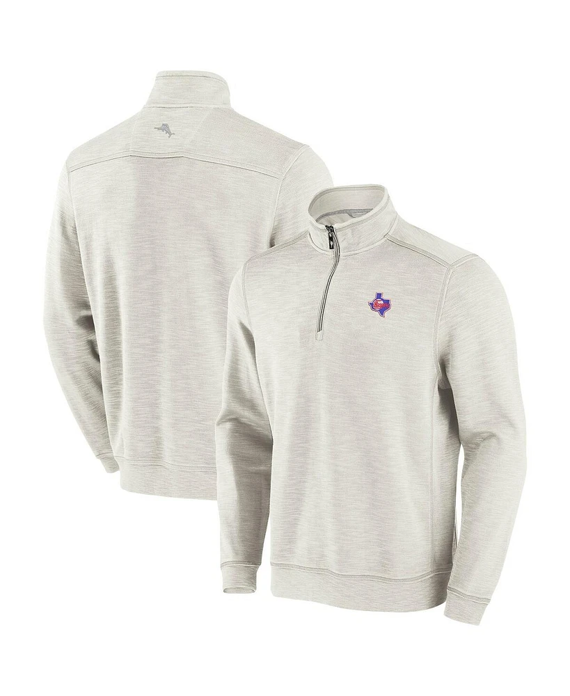 Tommy Bahama Men's Cream Texas Rangers Sport Tobago Bay Tri-Blend Half-Zip Sweatshirt
