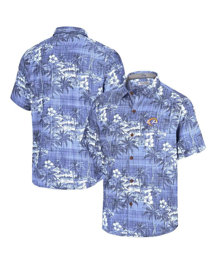 Tommy Bahama Men's Powder Blue Los Angeles Rams Coconut Point Isla Palmetta Camp Button-Up Shirt