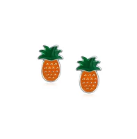 Bling Jewelry Tiny Small Summer Fruit Enamel Red Green Watermelon Stud Earrings .925 Sterling Silver