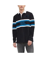 Tommy Hilfiger Men's Black Carolina Panthers Cory Varsity Rugby Long Sleeve T-Shirt