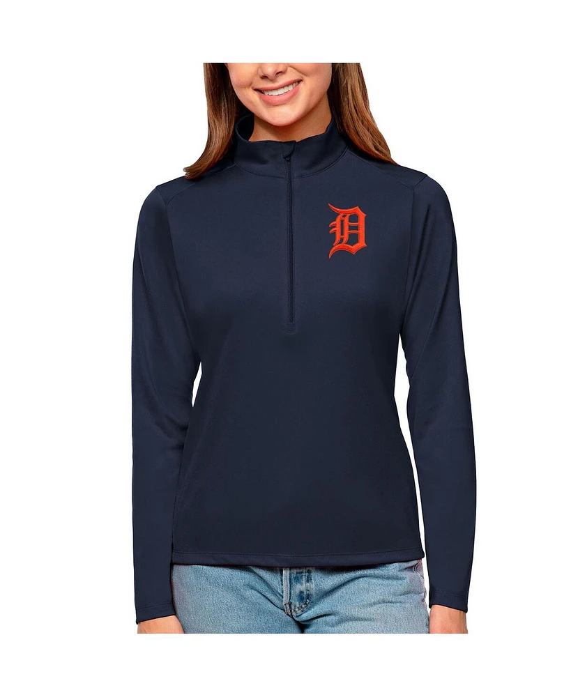 Antigua Women's Navy Detroit Tigers Tribute Quarter-Zip Pullover Top