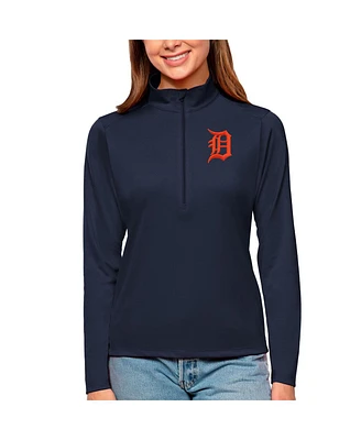 Antigua Women's Navy Detroit Tigers Tribute Quarter-Zip Pullover Top