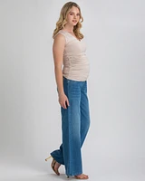 Pietro Brunelli Maternity High-Waist Elastic Band Wide-Leg Jeans