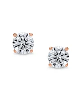 Bling Jewelry Round Solitaire Cz Stud Earrings Rose Gold Plated 925 Sterling Silver